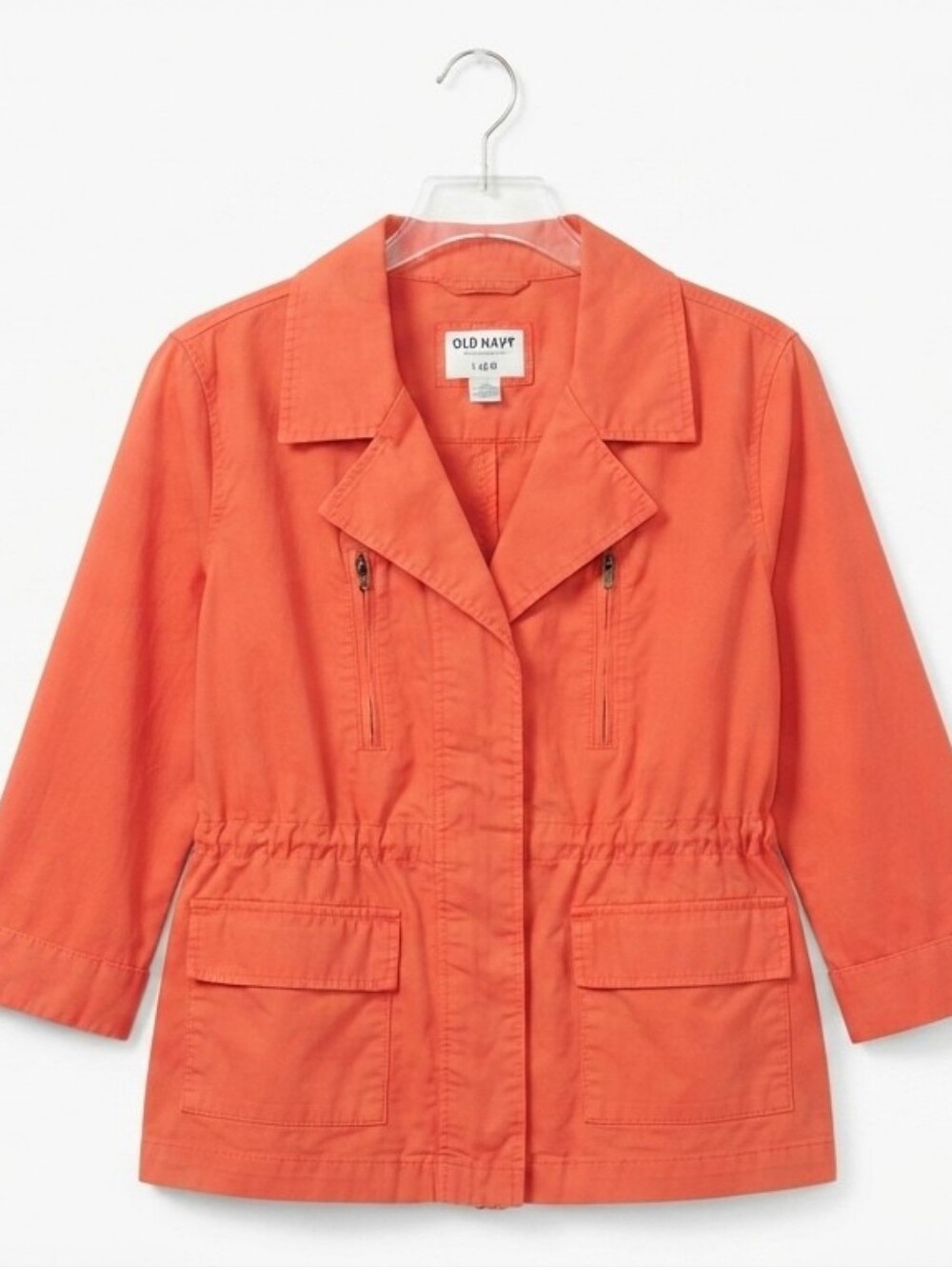 Old Navy Coral Orange Utility Jacket Anorak Women’s Size Large L